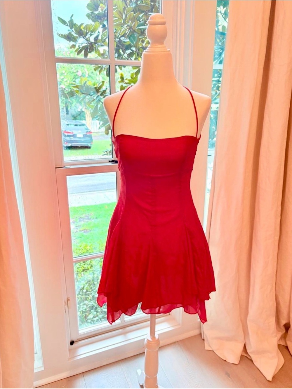 Lucy in the Sky Red Spaghetti-Strap Flared Mini Dress
